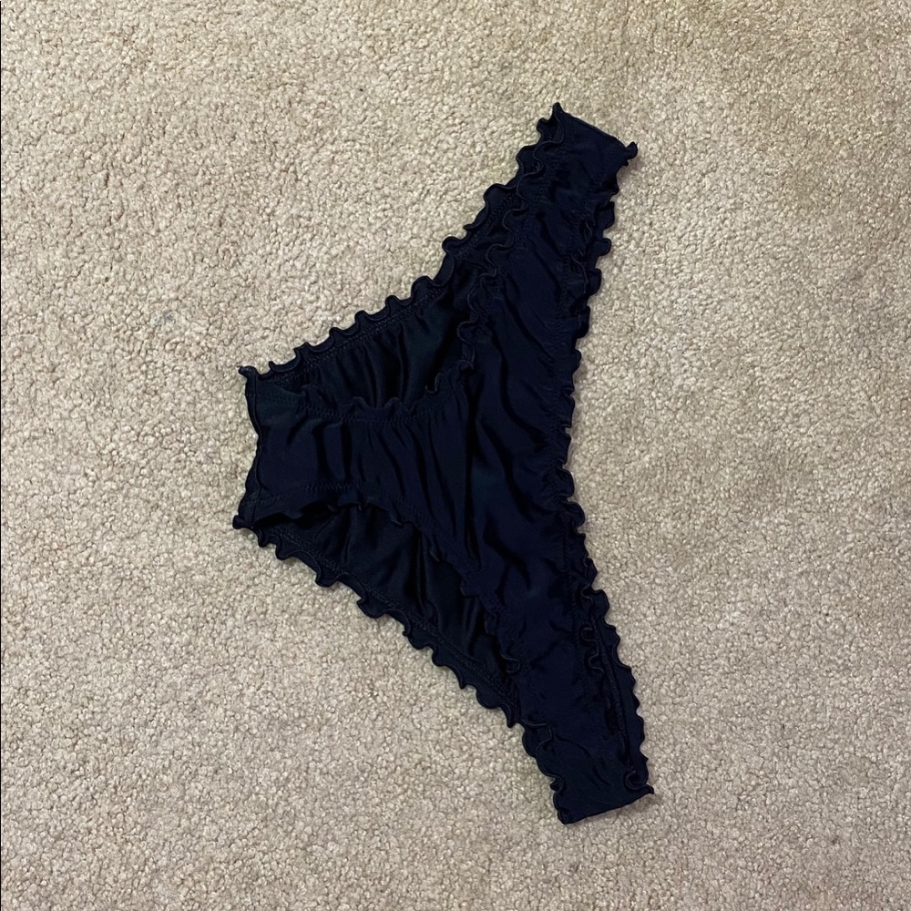 Shade & Shore- Black Ruffle Cheeky Bikini Bottom